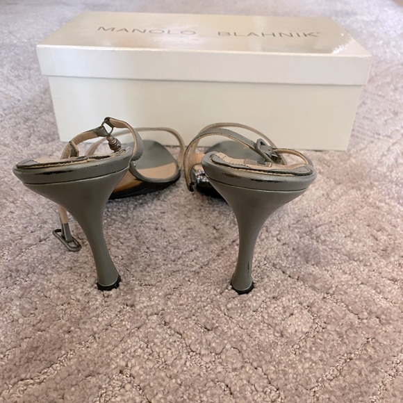 Manolo Blahnik Gunmetal Beaded” Meme” Sandals sz 39 (8.5/9 US) VGUC - Picture 2 of 7